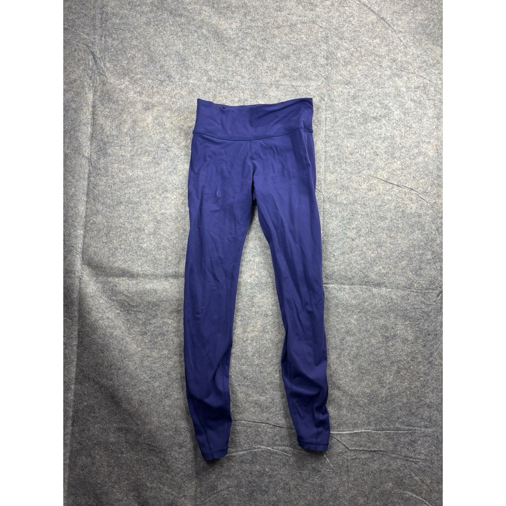 Lululemon Leggings Women's Size 8 Full Length Mesh Braid Teal Blue Pilates SEE